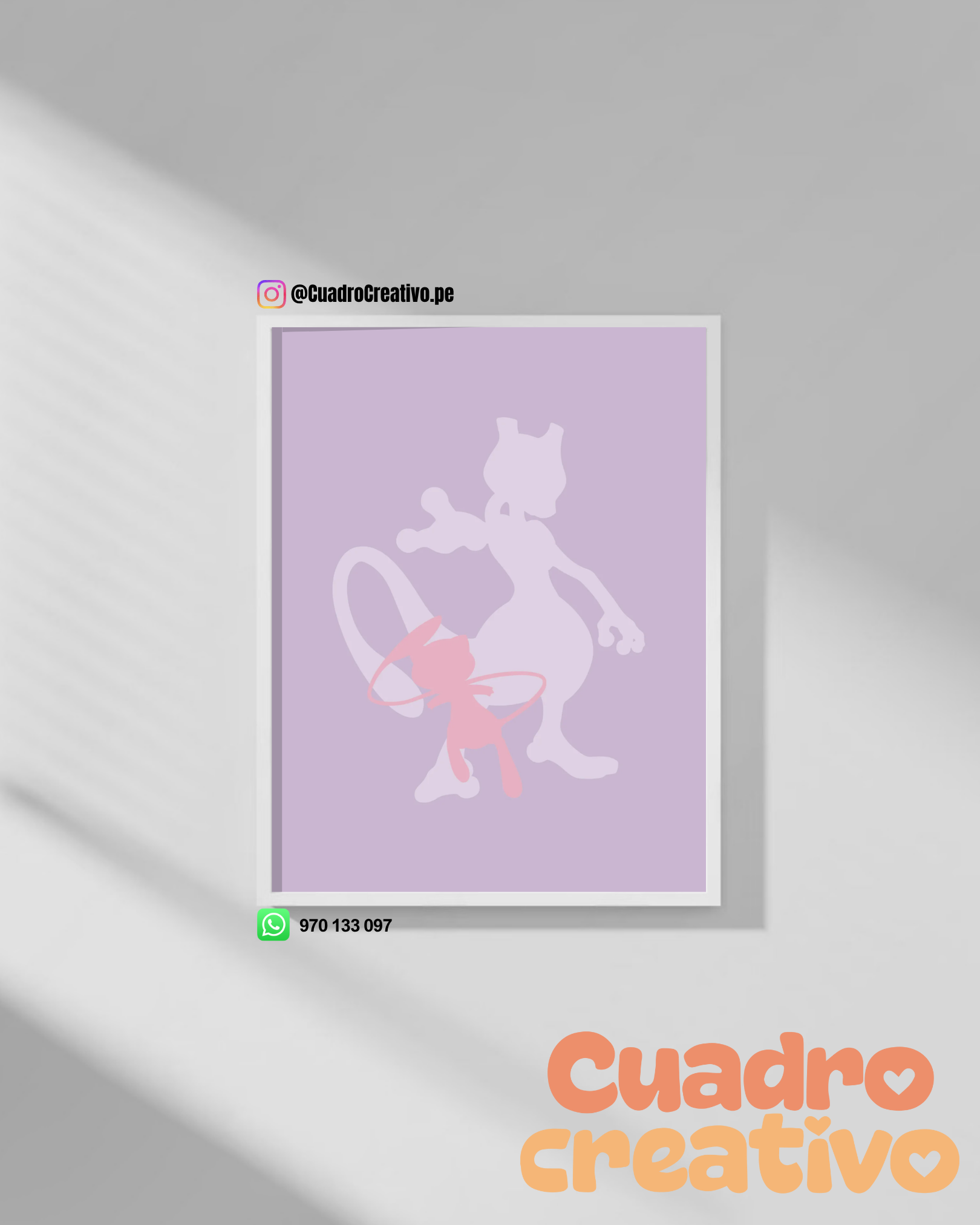 Cuadro Personalizado Pokémon Mew & Mewtwo (Lavender Edition)